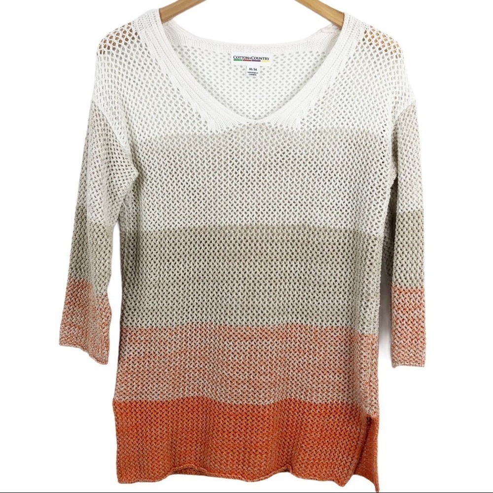 Cotton Country Ombre Knit Pullover Sweater Medium